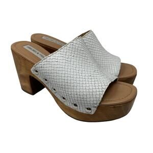 Chelsea + Violet Women's Size 7 Platform Clog Shoes White Faux Snake Leather